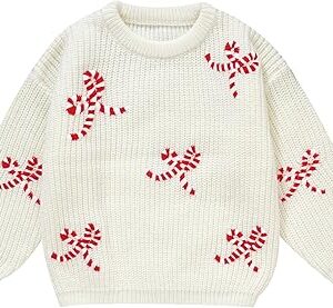 Girl Bow Sweater Cute Knitted Pullover Fall Winter Clothes(  Bow-red)