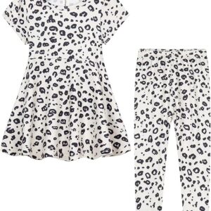 St. Patrick's Day Girls Outfits All Over Print Lucky Clover Pants Set Green Traditional Summer(Beige Leopard)