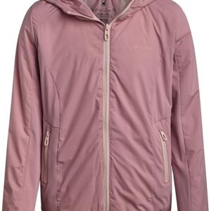 Girls Windbreaker Jacket - Lightweight Insulated Water and Wind Resistant Jackets for Girls Zip Up Kids Outerwear Coat (Rose)