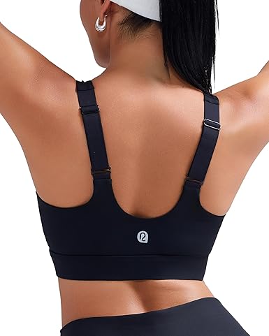 RUNNING GIRL Adjustable Straps High Impact Sports Bra for Women,High Support Workout Sports Bras with Sewn in Pads(A-black)