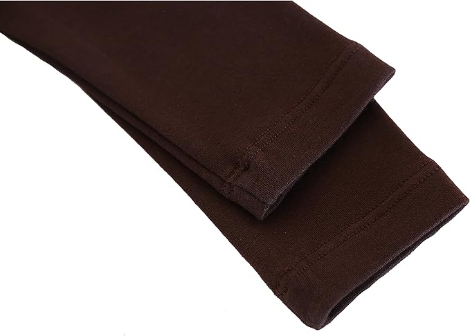 Girls' Basic Long Sleeve Turtleneck Cotton T-Shirt(Brown) - Image 5