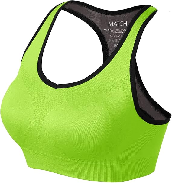 Match Racerback Sports Bras for Women – Padded Seamless Strappy Workout Tops for Yoga Gym Runing Fitness Sports Bras(Bright Green) - Image 2