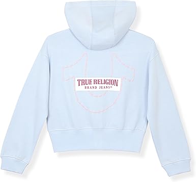 True Religion Girls 2 Piece Fleece Hooded Jogger Set – Zip-Front Hoodie & Sweatpants Outfit( Dusty Blue) - Image 5