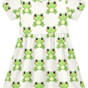 Girls Dresses Sundress Kids Short Sleeve Casual A Line Dresses(Multicolour 03)