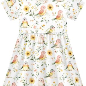 Girls Dresses Sundress Kids Short Sleeve Casual A Line Dresses(Multicolour)