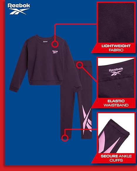 Girls Pants Set - 2 Piece Lightweight Long Sleeve Shirt and Girls Leggings Outfit(Plum) - Image 3