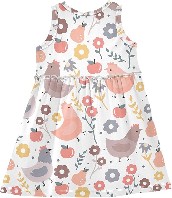 Foxes Cute Animal Summer Girl Dress Casual Dress Sleeveless Toddler Girl Outfits (Multicolor-08) - Image 3