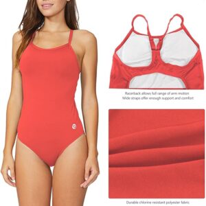 baleaf Women's Athletic Training Adjustable Strap One Piece Swimsuit(Coral Red)