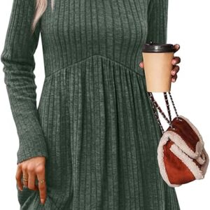OFEEFAN Long Sleeve Sweater Dress(Green)