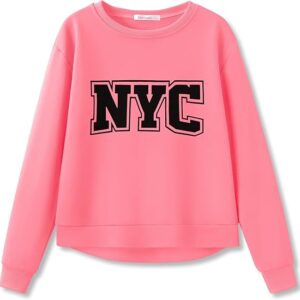 Sweatshirt for Little & Big Girls - Cool Top Clothes Stylish Graffiti/California/New York (Hot Pink)