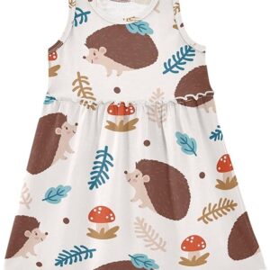 Foxes Cute Animal Summer Girl Dress Casual Dress Sleeveless Toddler Girl Outfits (Multicolor-04)
