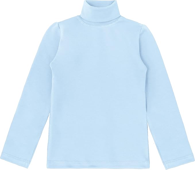 Girls' Basic Long Sleeve Turtleneck Cotton T-Shirt(Blue) - Image 5
