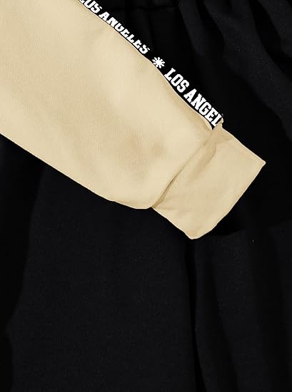 Girls Graphic 3 Piece Outfits Workout Hoodie Crop Tank and Sweatpants Set(Beige Black) - Image 5