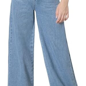 Girls Jeans Pants Wide Leg/Flare/Skinny Denim Pant Ripped High Waist Elastic Band Casual with Pockets (Pant 5)