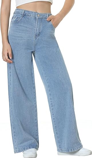 Girls Jeans Pants Wide Leg/Flare/Skinny Denim Pant Ripped High Waist Elastic Band Casual with Pockets (Pant 3) - Image 4