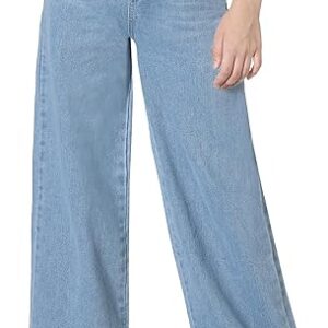 Girls Jeans Pants Wide Leg/Flare/Skinny Denim Pant Ripped High Waist Elastic Band Casual with Pockets (Pant 3)