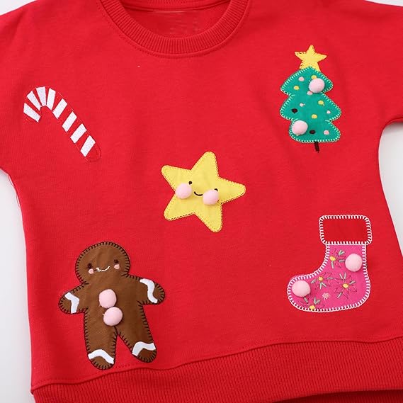 Youlebao Toddler Girls' Sweatshirt Crew-Neck Long Sleeve Cotton Pullover Shirt(Red X-mas) - Image 5