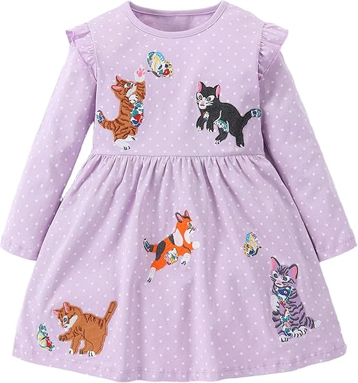 Girl's party Dresses(Purple&cats)