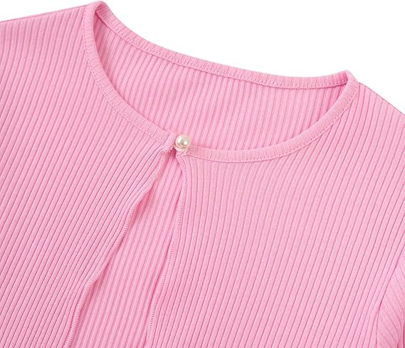 Girls Dresses Fall Outfits 2 Piece Floral Sleeveless Cute Dress and Cardigan(Pink) - Image 5