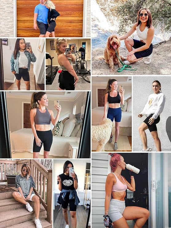 baleaf Women's 8" Biker Shorts High Waist Yoga Workout Gym Running Volleyball Spandex Shorts with Pockets(Navy Blue-classic) - Image 2