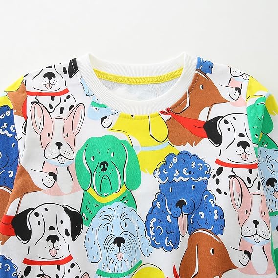 Toddler Girl Sweatshirt Clothes Outfit,Cotton Crewneck (Colourful Dog) - Image 4