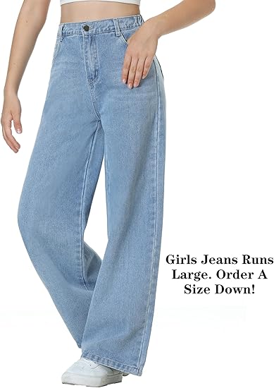 Girls Jeans Pants Wide Leg/Flare/Skinny Denim Pant Ripped High Waist Elastic Band Casual with Pockets (Pant 3) - Image 5
