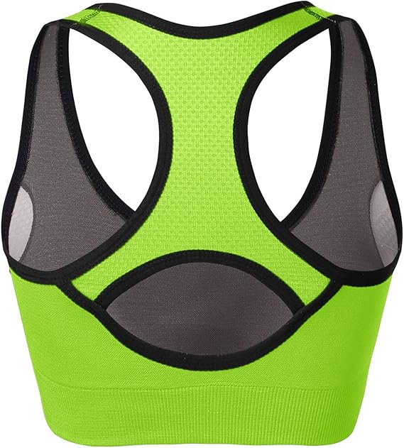 Match Racerback Sports Bras for Women – Padded Seamless Strappy Workout Tops for Yoga Gym Runing Fitness Sports Bras(Bright Green) - Image 4