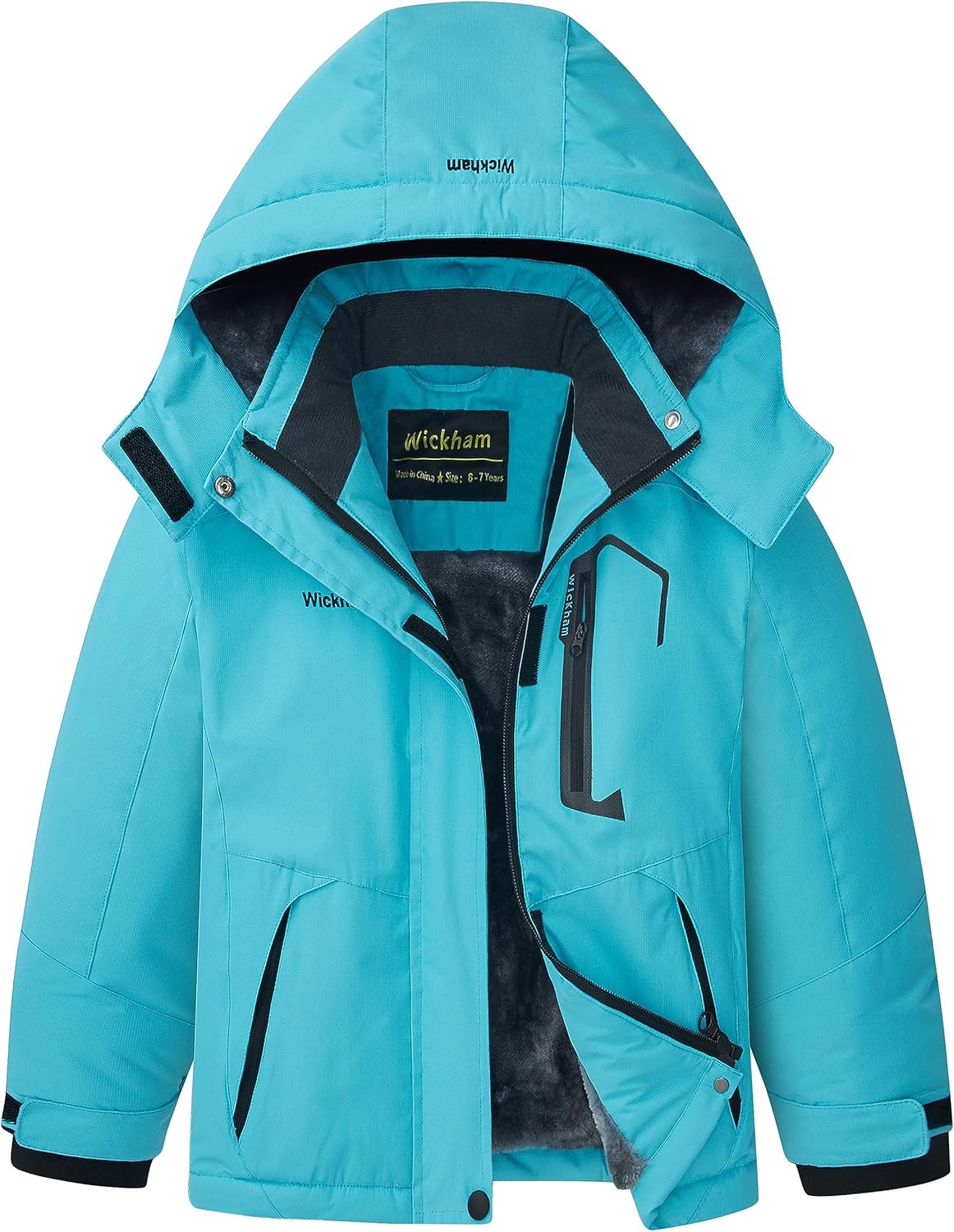 Girl's Waterproof Ski Jacket Winter Warm Fleece Lined Snow Windproof Jackets Removable Hood Ski Coat for Kids(blue)