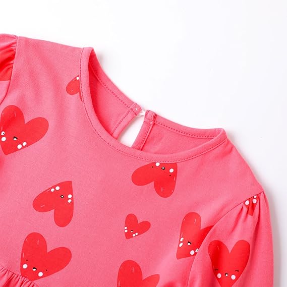 Toddler Girl Long Sleeve Dress Cotton Casual Jersey Shirt Playwear Applique Dress(pink) - Image 5