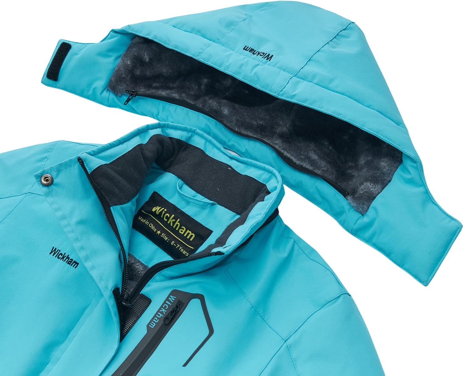 Girl's Waterproof Ski Jacket Winter Warm Fleece Lined Snow Windproof Jackets Removable Hood Ski Coat for Kids(blue) - Image 3