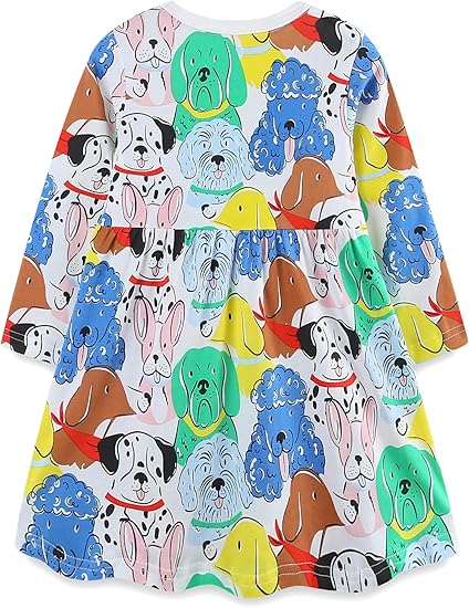 Toddler Girl's Long Sleeve Dresses( White Dog) - Image 3