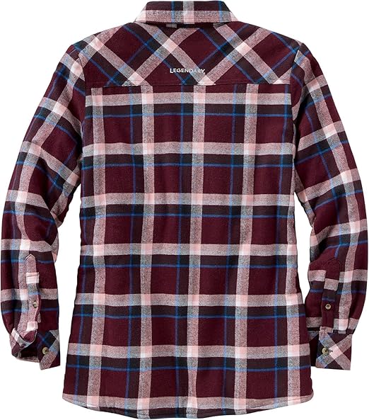 Legendary Whitetails Women's Sherpa Lined Flannel Shacket (Merlot Plaid) - Image 5