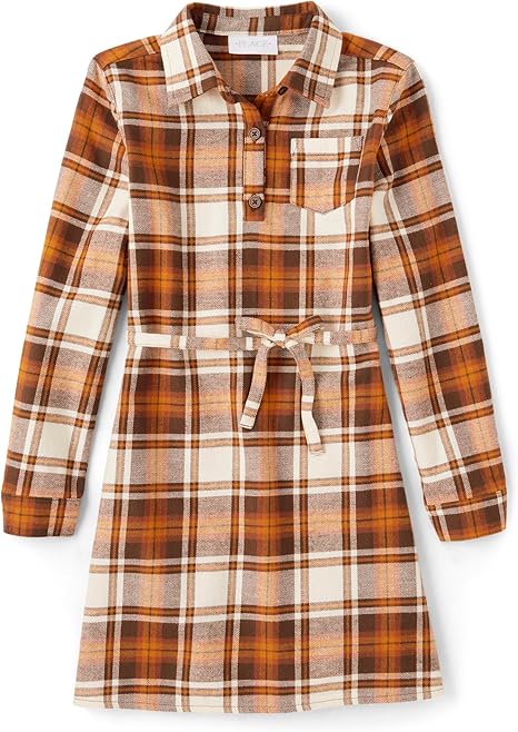 Children's Place Big Girls' Long Sleeve Casual Dress (Hay stack) - Image 5