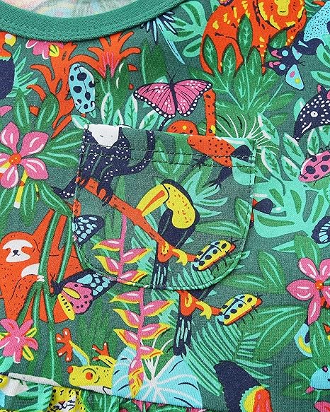 Little Girls Cotton Dresses Flutter Short Sleeve Summer Dress(Animal fun) - Image 5