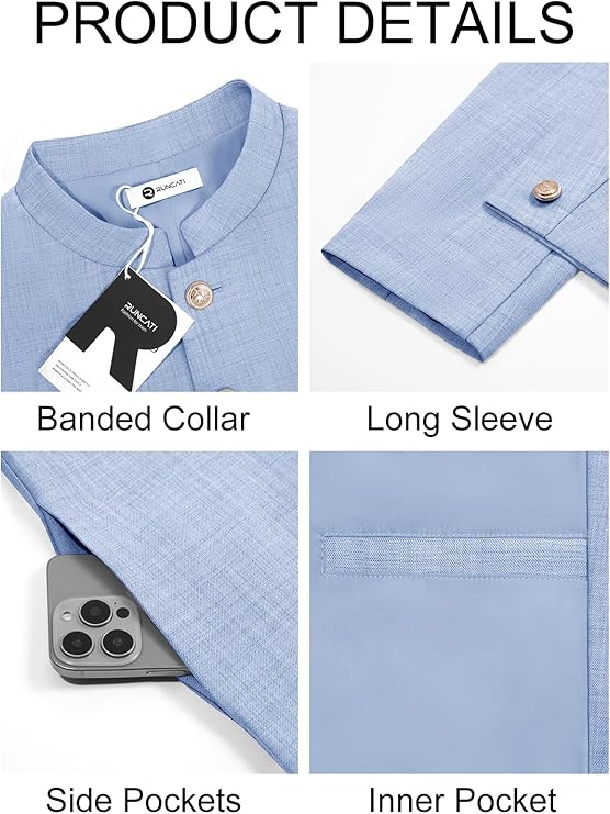 Runcati Mens Light Blue Kurta - Image 4