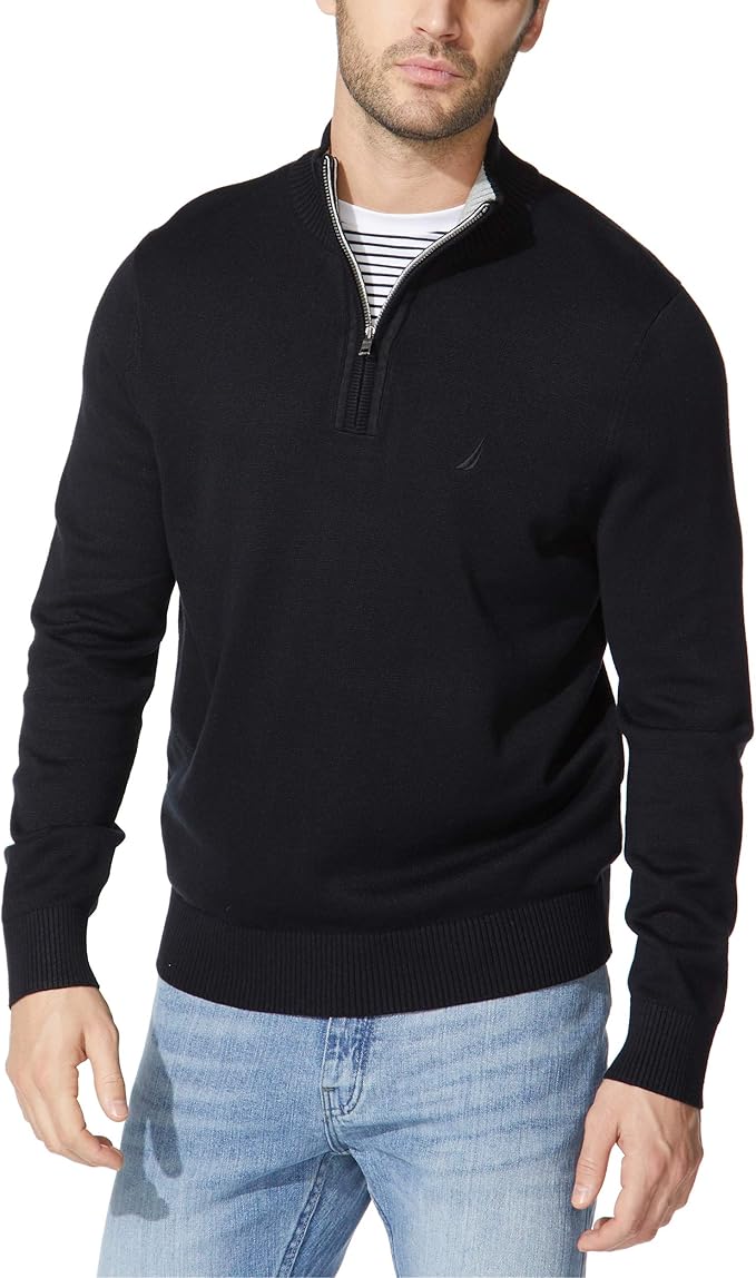 Nautica Men's Quarter-Zip True Black Sweater