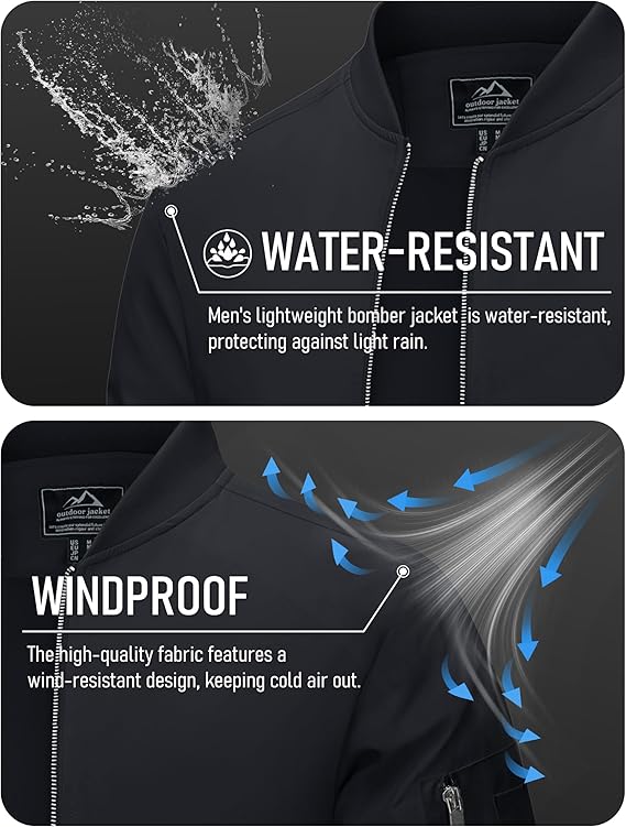 MAGCOMSEN Bomber Jacket Windbreaker #01 Black Coat - Image 2