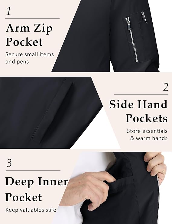 MAGCOMSEN Bomber Jacket Windbreaker #01 Black Coat - Image 3