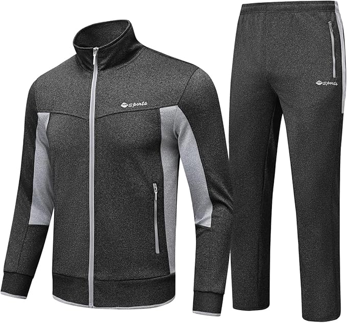 BASUDAM Men's Dark Grey Light Grey Tracksuit