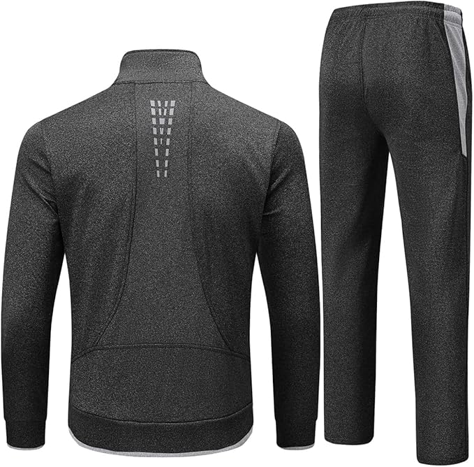 BASUDAM Men's Dark Grey Light Grey Tracksuit - Image 2