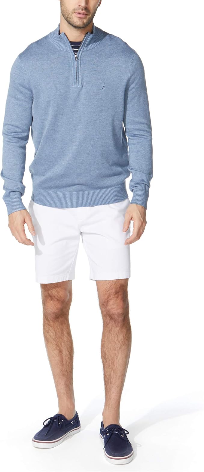 Nautica Men's Quarter-Zip Deep Anchor Heather Sweater - Image 2