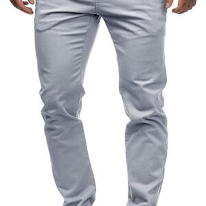 HUNGSON Mens Chinos Dress Grey Pants