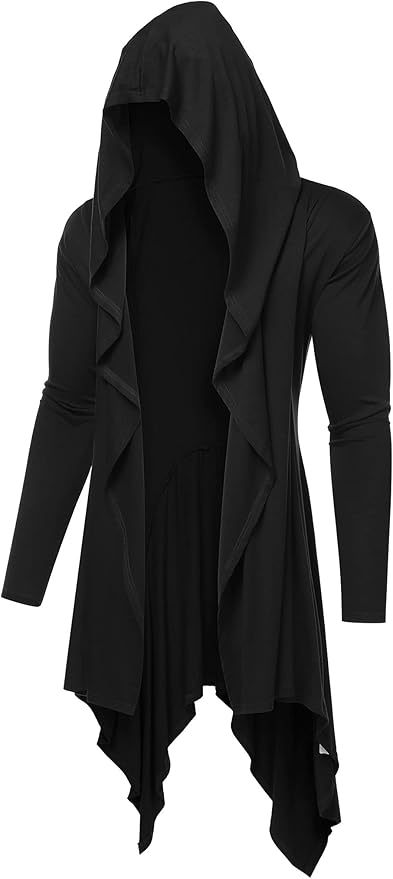 COOFANDY Long Cardigan Black Overcoat