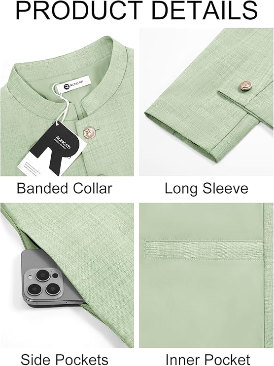 Runcati Mens Light Green Kurta - Image 4