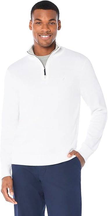 Nautica Men's Quarter-Zip Bright White Sweater