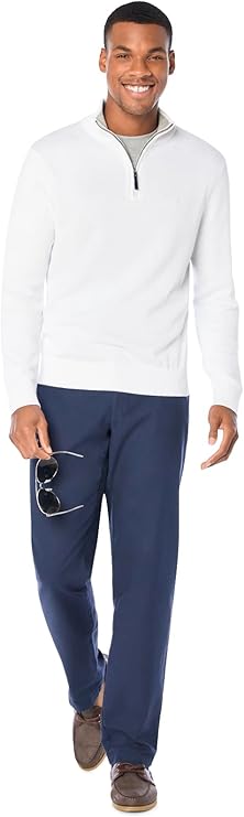 Nautica Men's Quarter-Zip Bright White Sweater - Image 2