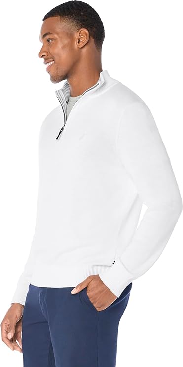 Nautica Men's Quarter-Zip Bright White Sweater - Image 4