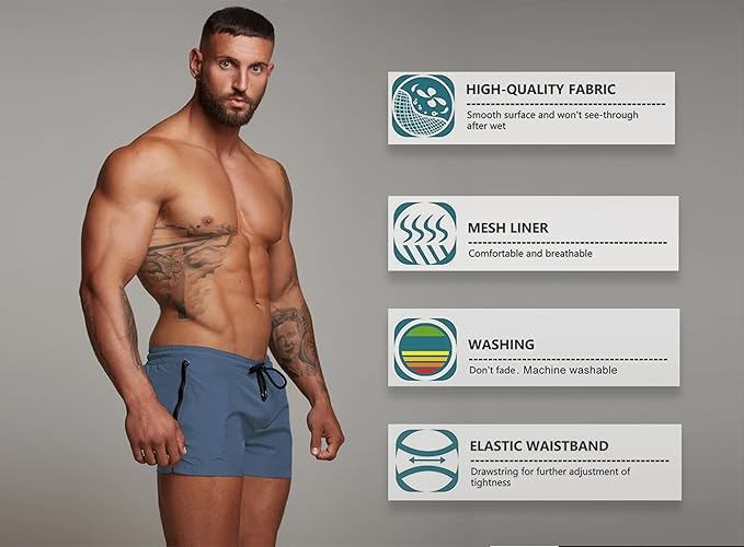 Mens Aegean Blue Swim Trunks - Image 2