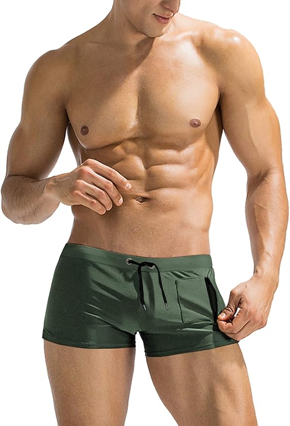 COOFANDY Mens Army Green Swim Trunks Swimwear