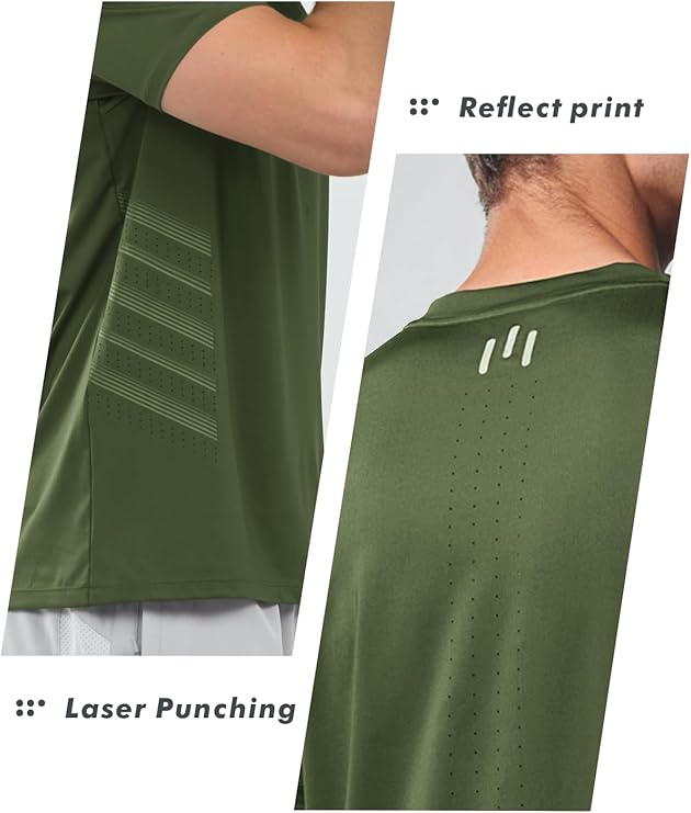 NORTHYARD Breathable 2.0™ Men's Athletic Workout Armygreen T-Shirt - Image 3